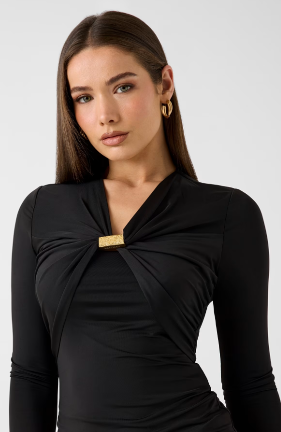 Top manica lunga con accessorio gioiello G6YP05 K5118 - MARCIANO - immagine 5