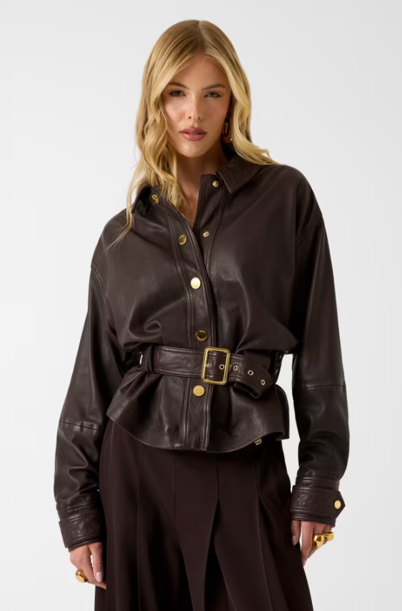 Giacca in vera pelle con cintura G6YL02L0109 - MARCIANO - immagine 3