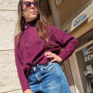 Maglia con trecce e strass tono su tono 263NS166 -  No Secrets Milano
