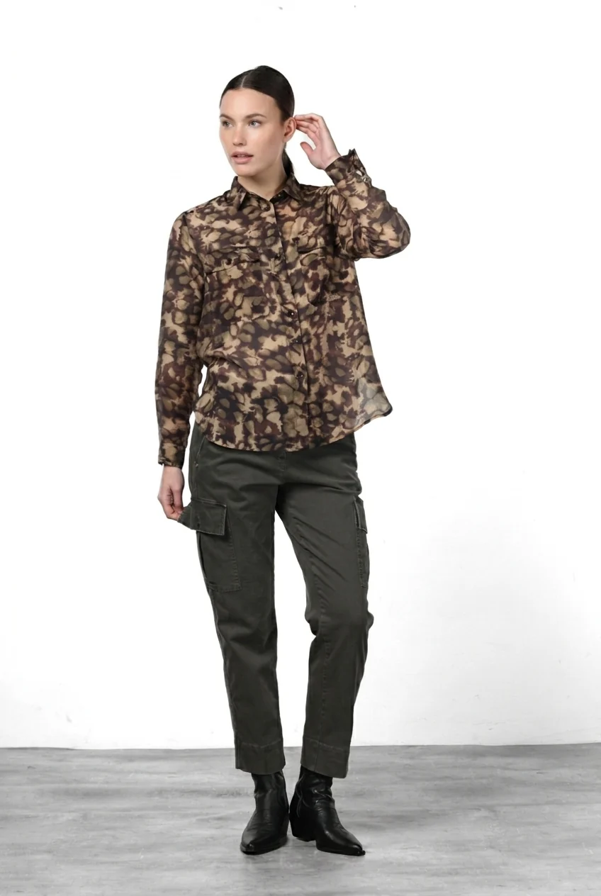 Camicia in mussola fantasia camouflage - MASON'S - immagine 2