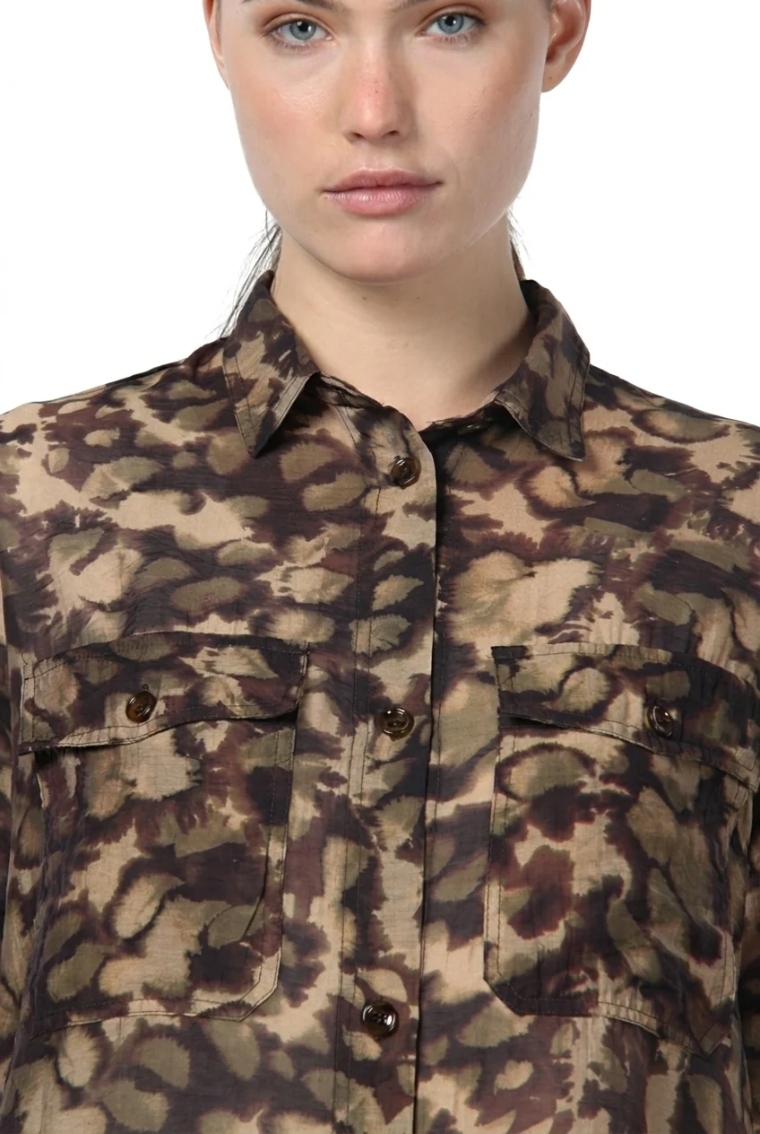 Camicia in mussola fantasia camouflage - MASON'S - immagine 3