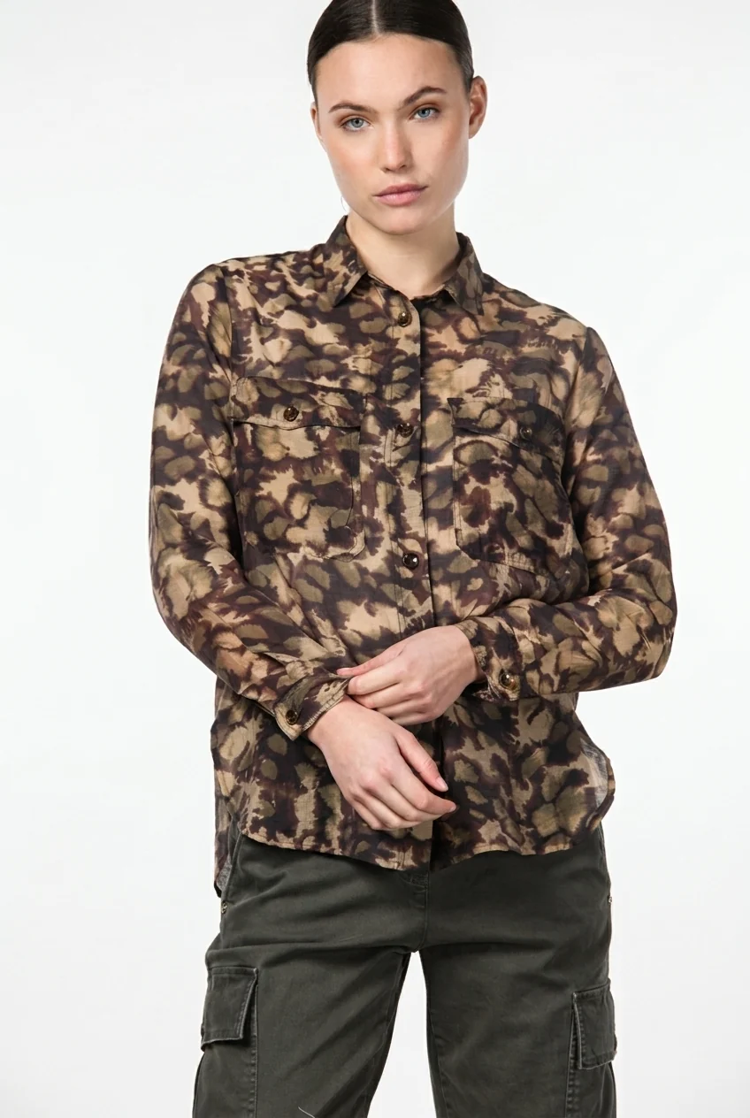 Camicia in mussola fantasia camouflage - MASON'S - immagine 5