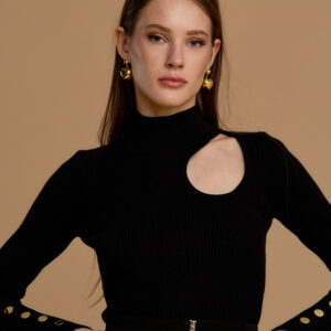 Maglia con bottoni dorati e dettaglio goccia cut out 263NS149 -  No Secrets Milano