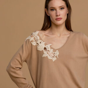 Maglia con scollo a V e pizzo 263NS139 -  No Secrets Milano